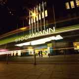 A tram passes by Stockmann department store