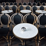 Chairs waiting for customers at Cafe Stringberg terrace