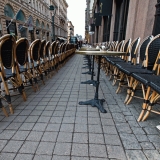 Chairs waiting for customers at Cafe Stringberg terrace