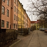 Pastel colored houses on Torkkelinkuja street