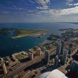 View from the CN Tower to the west overlooking Lake Ontario