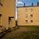 A yard between apartment buildings at Lnsi-Musta