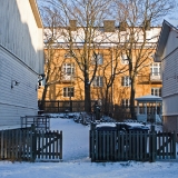 Wooden apartment buildings at Inarintie