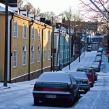 Wooden apartment buildings at Vanajantie