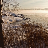 Sea smoke in front of Koirakivenniemi in Lauttasaari