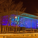 The light installation Oratoribus by Mikki Kunttu illuminates the parliament house