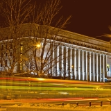 The light installation Oratoribus by Mikki Kunttu illuminates the parliament house