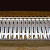 The light installation Oratoribus by Mikki Kunttu illuminates the parliament house