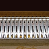 The light installation Oratoribus by Mikki Kunttu illuminates the parliament house