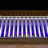 The light installation Oratoribus by Mikki Kunttu illuminates the parliament house