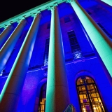 The light installation Oratoribus by Mikki Kunttu illuminates the parliament house