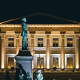 The statue of Alexander II and the government palace at Senaatintori