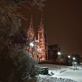 Johanneksenkirkko church during a winter evening