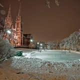 Johanneksenkirkko church during a winter evening