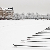 Elintarhanlahti bay in ice and snow cover