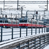 Sm2 and Sm1 trains departing from Helsinki railway station