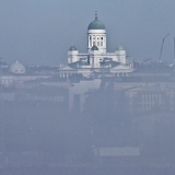 The Helsinki cathedral behind a fog