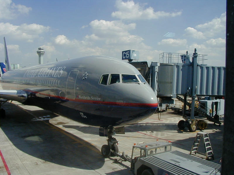 United Airlines airplane at the terminal at Chicago O'Hare airport