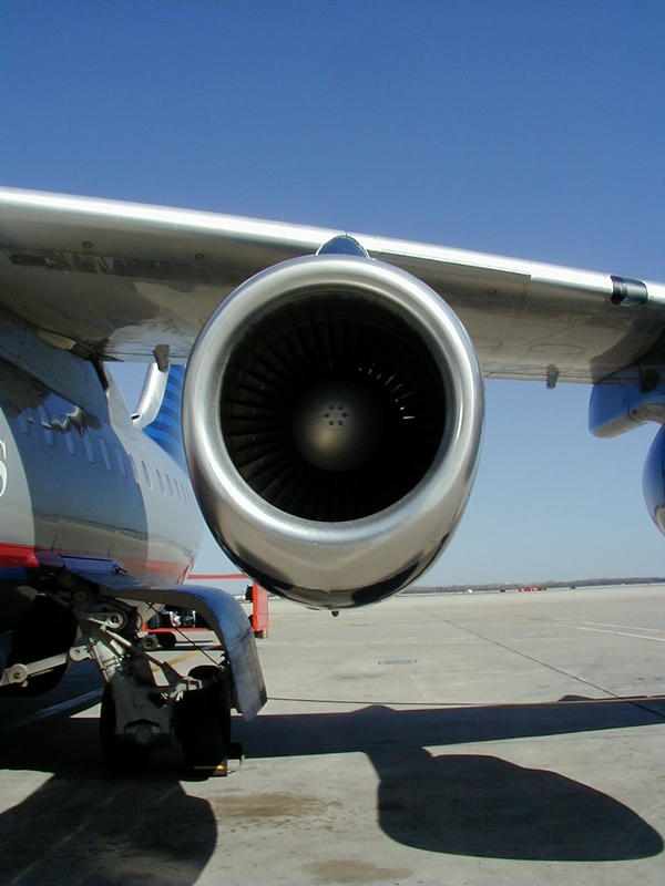 An engine on an United Express airplane