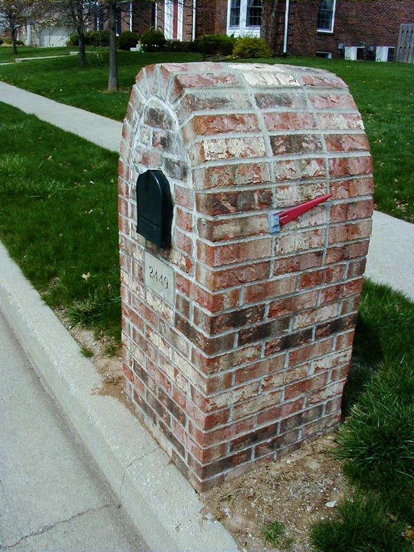 A brick mailbox