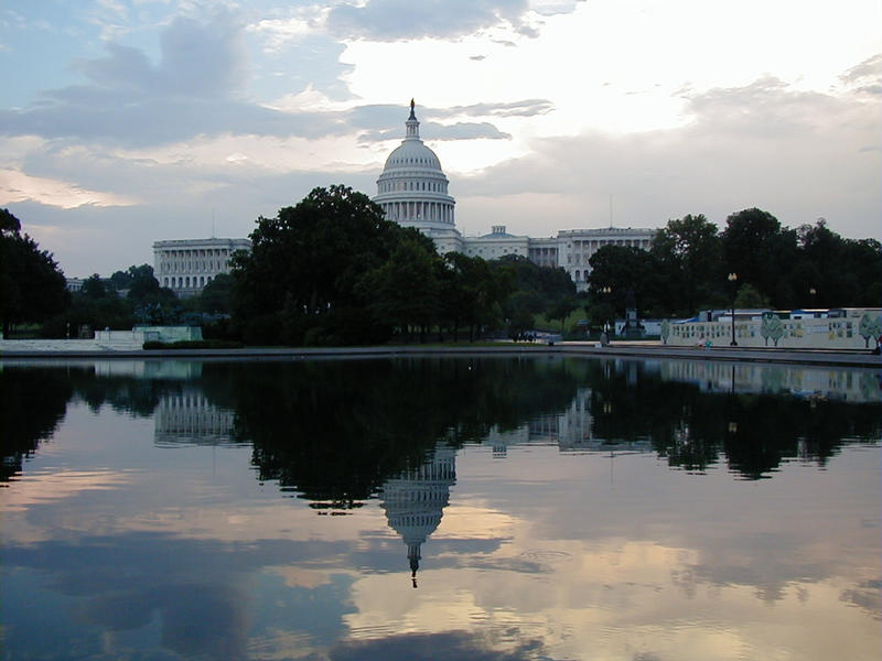 Capitol Hill and its reflection from the reflecting pool