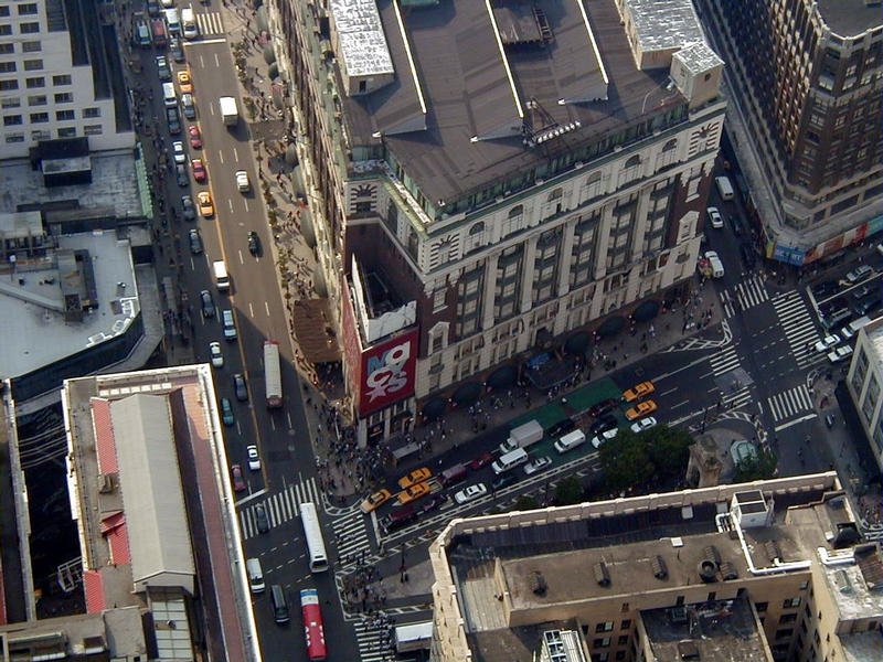 A view from the Empire State Building down to Macy's