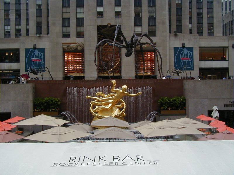 The Rockefeller Center plaza and the Prometheus statue