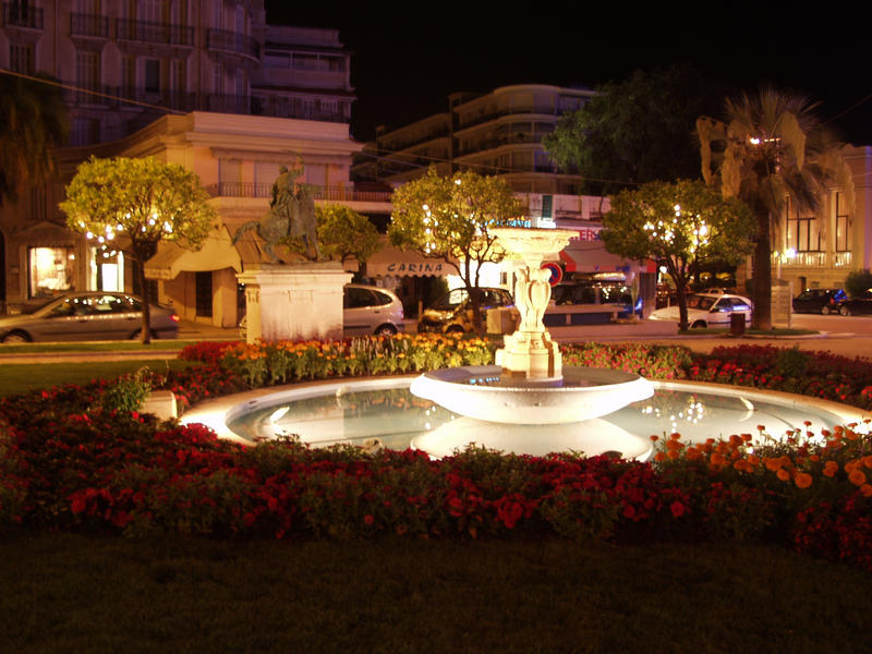 A fountain in a park