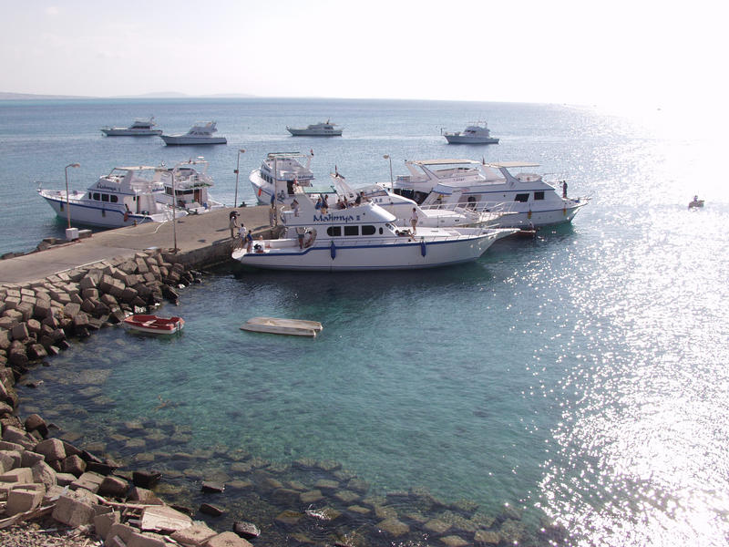 Scuba diving boats at the pier