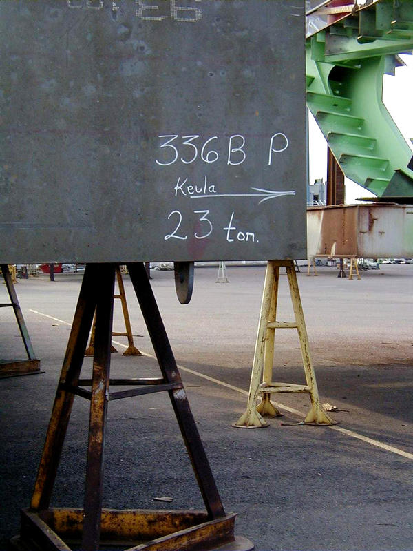 A piece of a ship at the shipyard