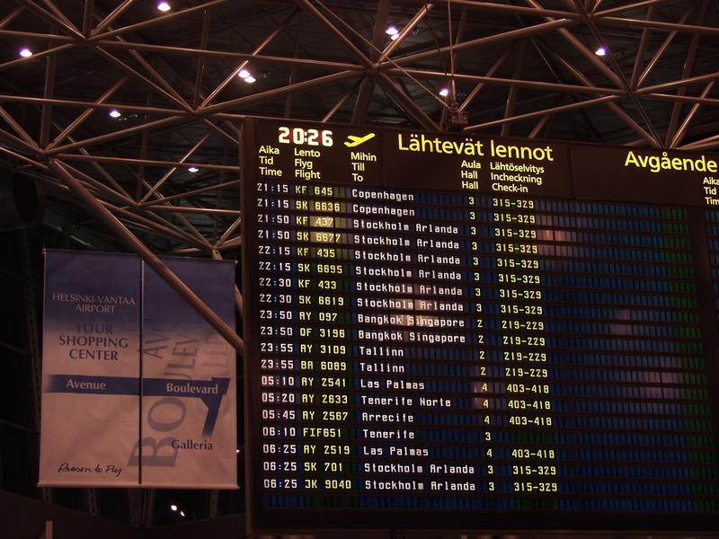 The international departure hall at Helsinki-Vantaa airport