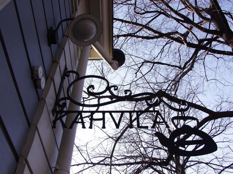 Cafe sign at the University of Helsinki's botanical garden at Kaisaniemi