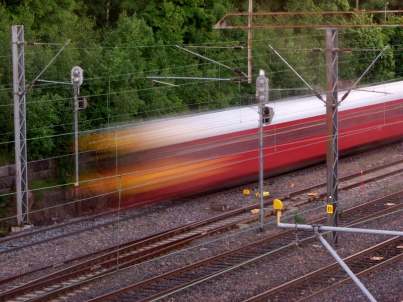 A local train goes by