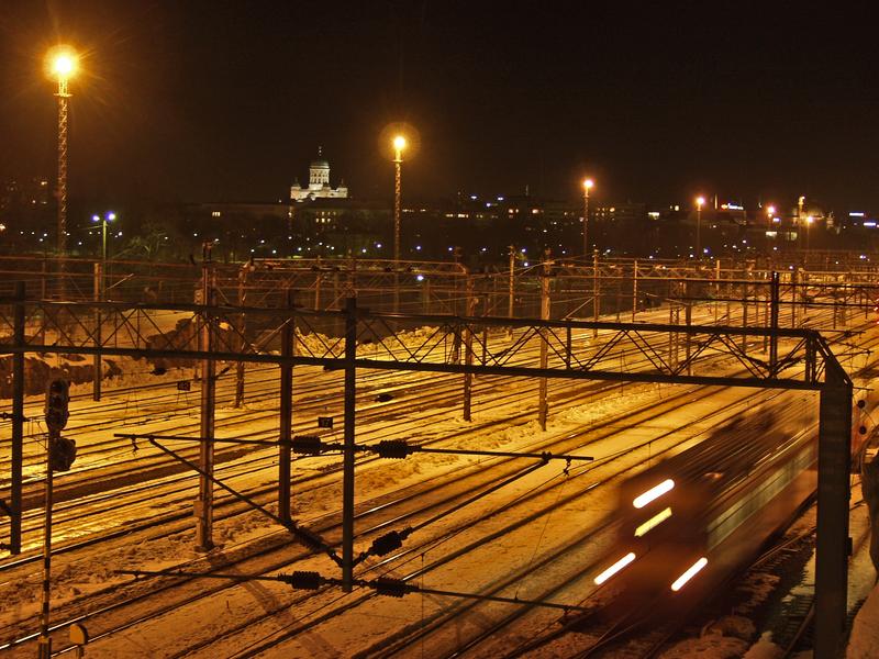 View from Linnunlaulu bridge to downtown Helsinki