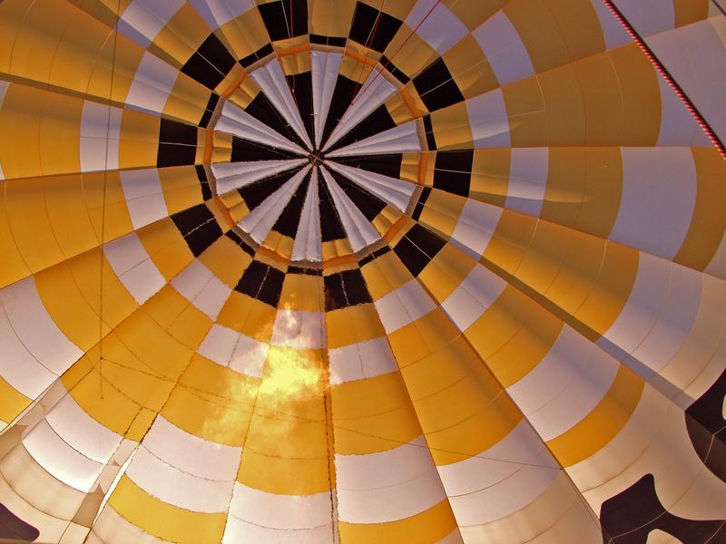 A hot air balloon from the inside