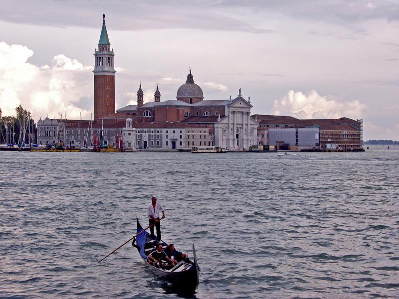 A gondola and Lido island