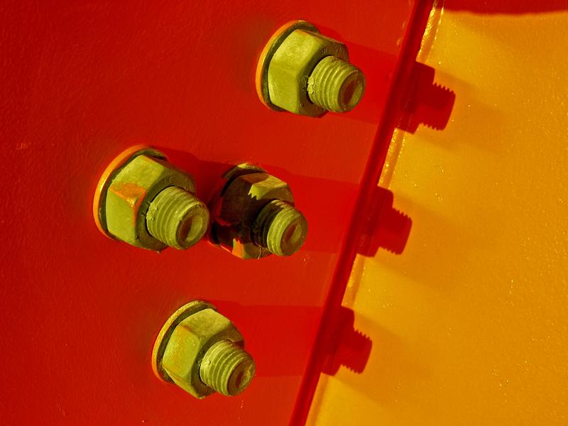Nuts in the High tech center's supporting pillar