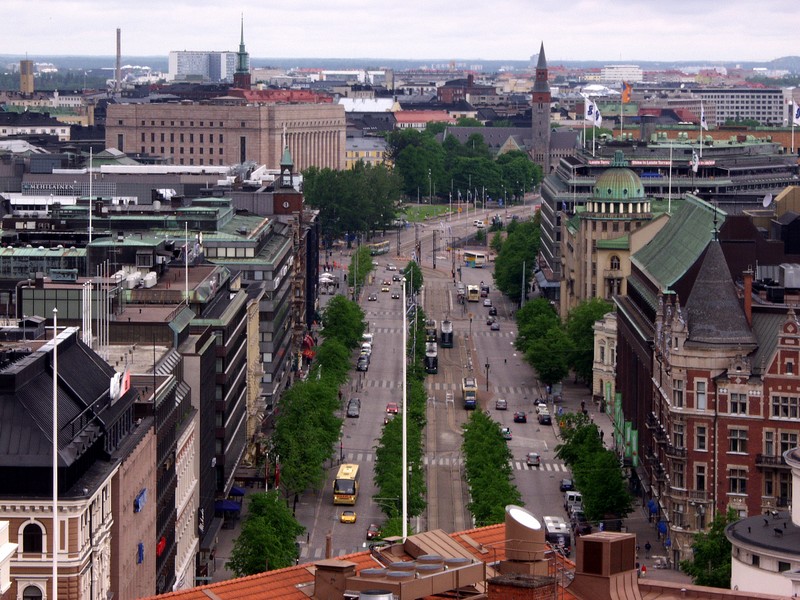 A view from Erottaja fire house tower to Mannerheimintie