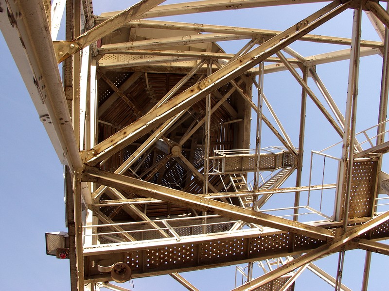 A dock yard crane's base