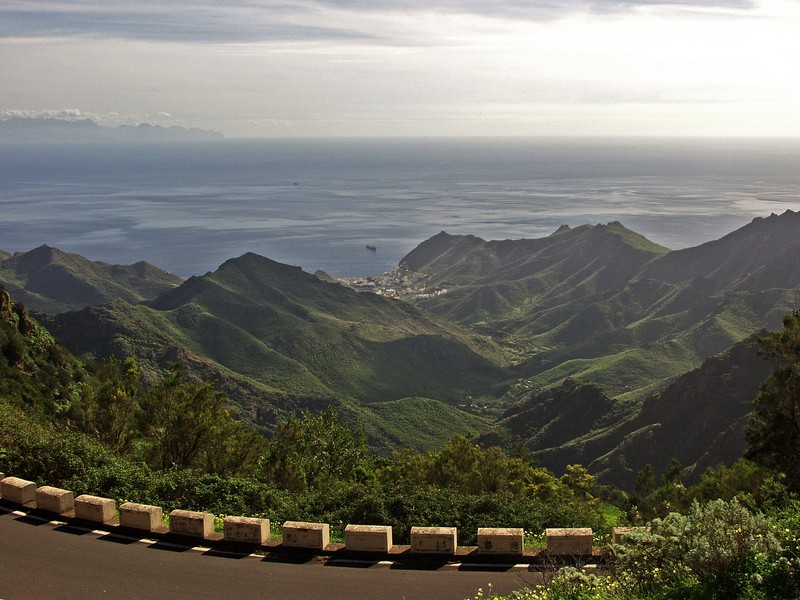 A mountain road and a valley at Anaga peninsula