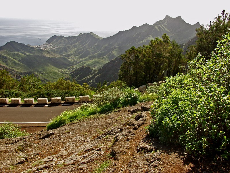 A mountain road and a valley at Anaga peninsula