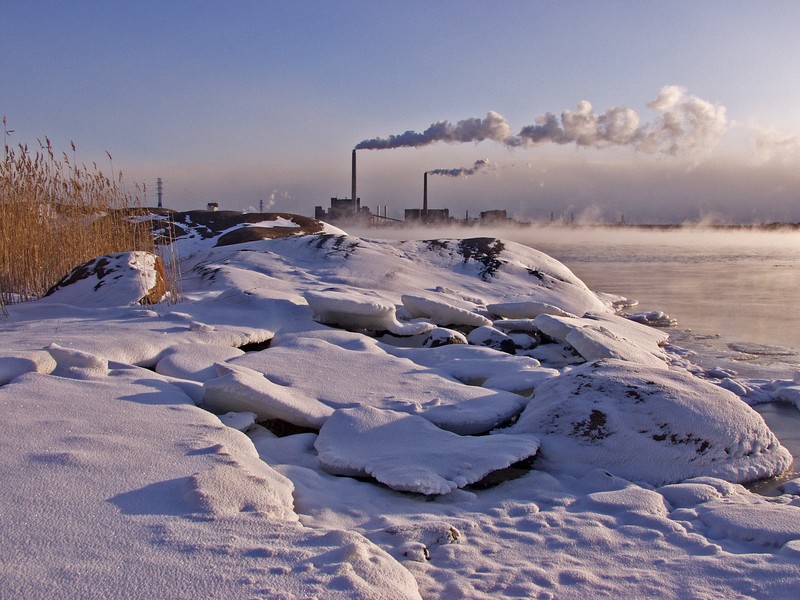 Seurasaari island's south tip and the Salmisaari power plant