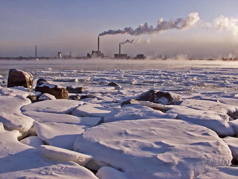 Salmisaari power plant and the Seurasaari bay