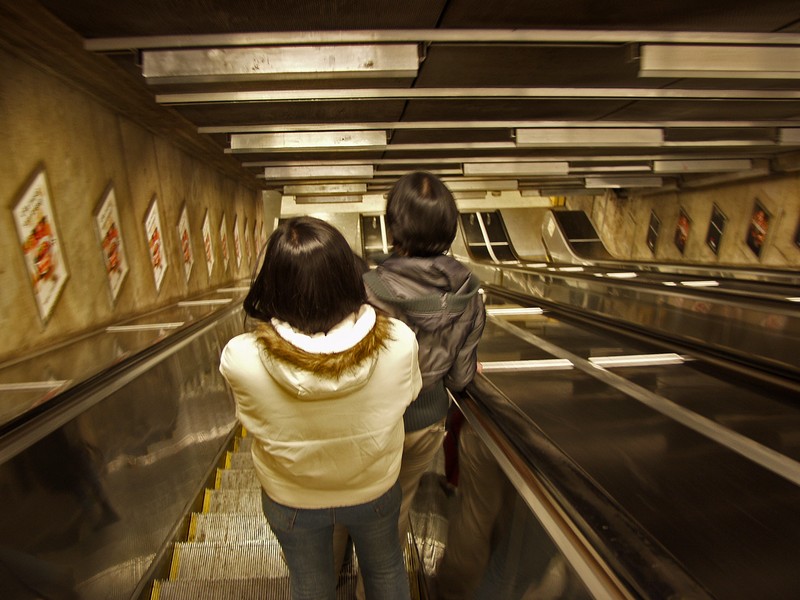 People on the escalator