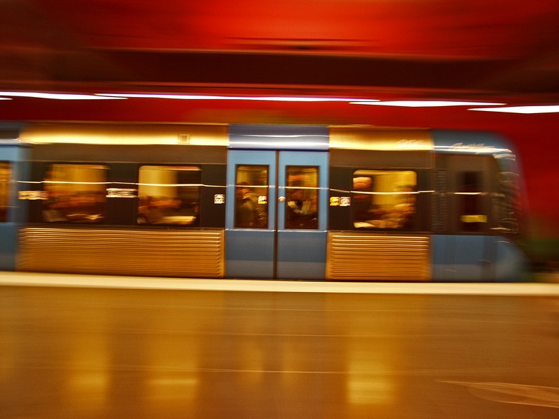 Subway train on the blue line