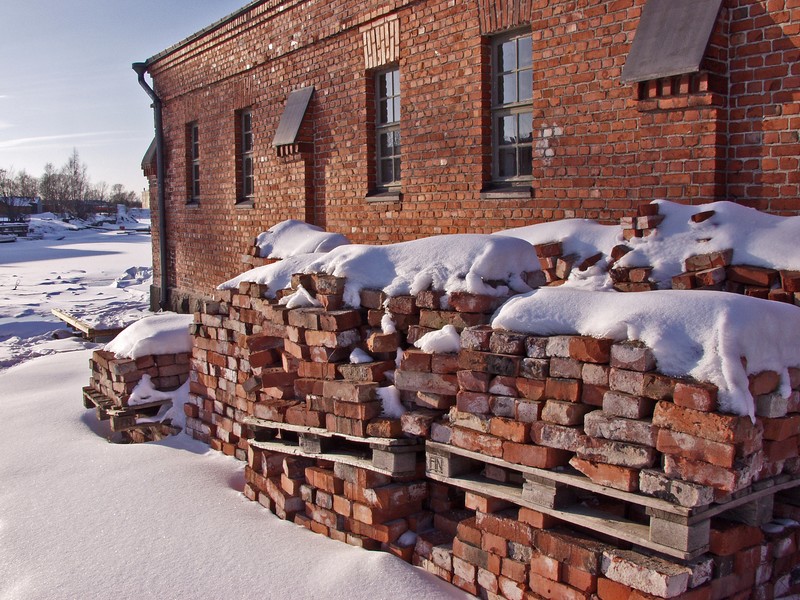 Bricks and a brick building