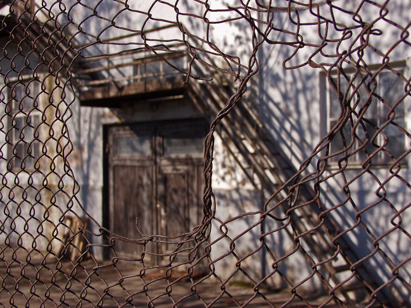 A hole in a fence