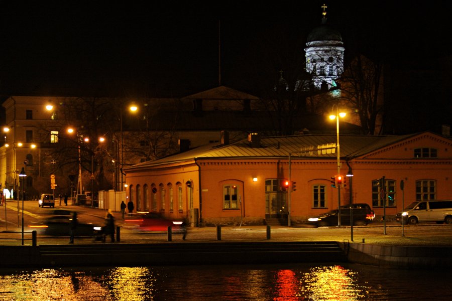 Buildings at Meritullintori, the cathedral tower in the background