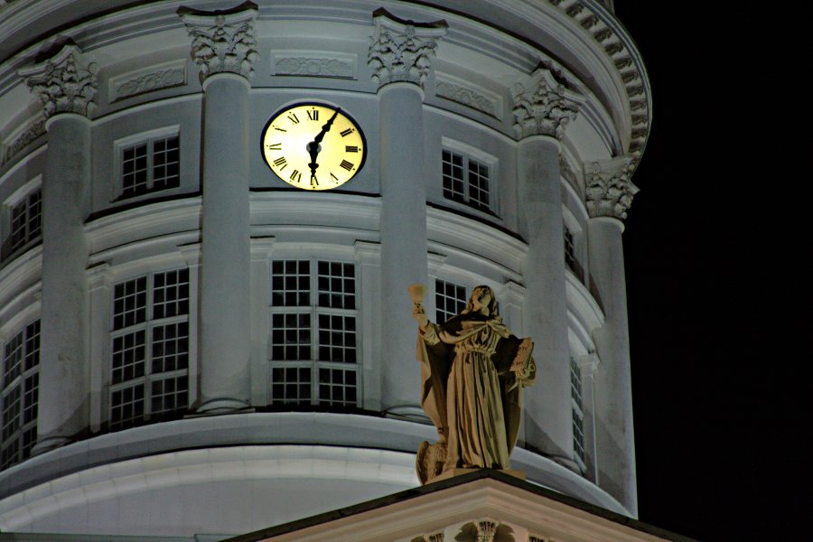 An apostle on top of the Helsinki cathedral