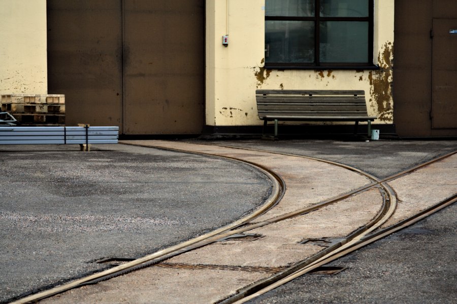 Rails at Vallila tram hall yard